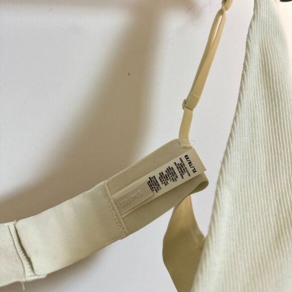 SKIMS Stretch Cotton Rib Plunge Bralette in Bone Size X-Large - Picture 5 of 6